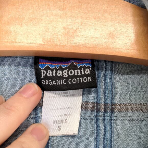 Patagonia Mens Button-Up Shirt Blue Plaid Small Organic Cotton Chest Pocket - Picture 9 of 13